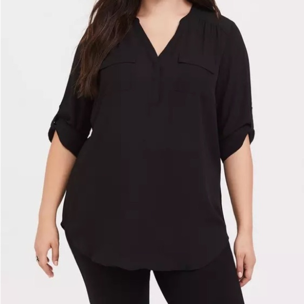 𝐓𝐎𝐑𝐑𝐈𝐃 | “HARPER” BLACK 3/4 SLEEVE BLOUSE TOP